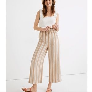 Smocked Huston Pull-On Crop Pants in Stripe